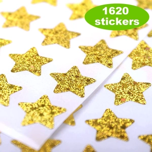 Lot de 1620 autocollants étoiles dorées pailletées pour récompenses et classe