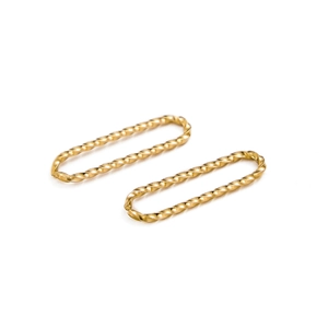 Polished gold oval twist hoop earrings in a minimalist stainless steel spring ring style