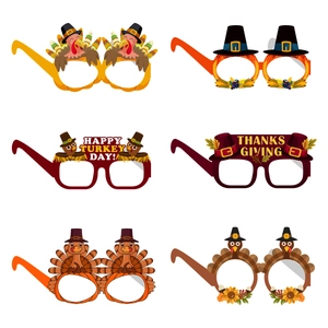 Thanksgiving Party Decorative Paper Glasses Turkey Pumpkin Maple Leaf Design Photo Booth Props For Holiday Celebration