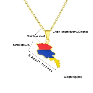 Dimensions détaillées et spécifications du collier avec pendentif carte de l'Arménie