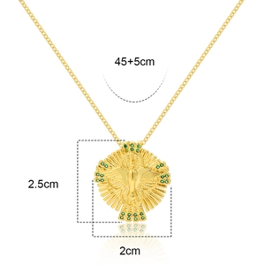 Detailed size specifications for the gold dove pendant necklace with cubic zirconia