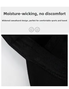 Close-up of the wide moisture-wicking sweatband inside the black baseball cap