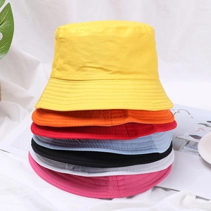 Solid Color Cotton Bucket Hat Foldable Casual Sun Protection Fisherman Cap Outdoor Travel Unisex Plain