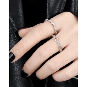 925 Sterling Silver Open Rings For Couple Minimalist Bead Chain Winding Hollow Design Adjustable Fashion Finger Ring Jewelry