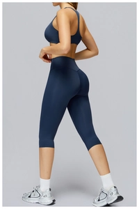 Close-up of high-waist yoga shorts with brushed fabric and ergonomic fit for fitness