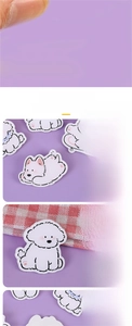 Detail of dog acrylic pin showing sandwich layer process and digital printing quality