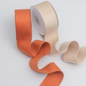 Ruban en velours double face brique et beige pour bricolage et emballage de cadeaux
