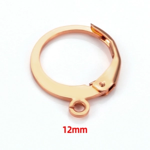 Polished 12mm rose gold stainless steel lever back earring hooks for DIY jewelry