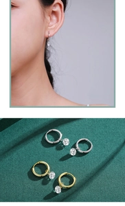 Detailed comparison of gold and silver S925 sterling silver hoop earrings with zircon