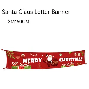 3M Merry Christmas banner with Santa Claus illustrations for festive party decoration