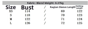 Size chart for floral long sleeve midi dress showing chest and length measurements