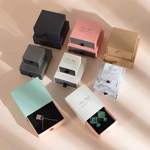 Eleganti scatole regalo per gioielli in vari colori con cassetto e scritta Best Wish