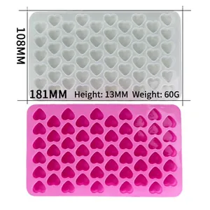 55-cavity heart silicone mold for chocolate and candy 181x108x13mm pink and white