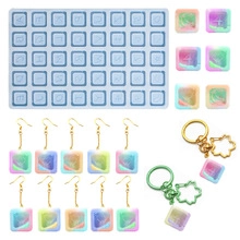 Set di stampi in silicone con lettere e numeri per orecchini quadrati in resina epossidica