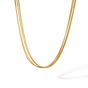 Three-layer 18k gold plated stainless steel necklace featuring layered snake chain design