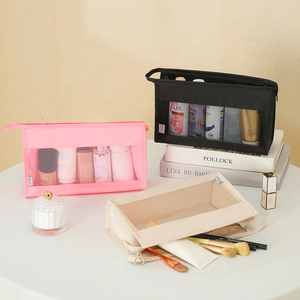 Travel Makeup Bag Large Capacity Oxford Cloth Mesh Window Waterproof Toiletry Organizer Portable Case For Women Men