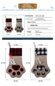 Tabella taglie dettagliata per calze di Natale a zampa di cane, misure 41x26cm