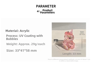 Macro detail of a pink translucent unicorn charm made from UV coated acrylic material