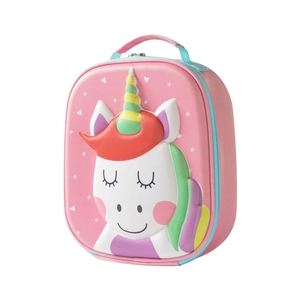 Pink cartoon 3D EVA unicorn kids lunch bag with thermal insulation and handle