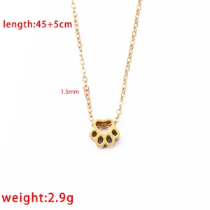 Gold stainless steel necklace with animal paw pendant featuring an openwork cat footprint