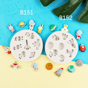 Space Astronaut Rocket Silicone Mold DIY Fondant Chocolate Cake Decorating Tool Planet Universe Theme