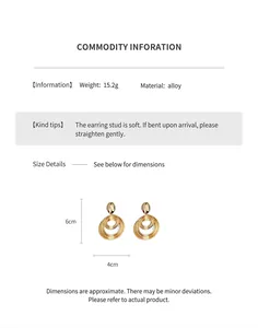 Detailed spec sheet of gold coiled multi-loop earrings with size and weight info