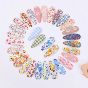 Lot de barrettes à cheveux en tissu imprimé floral et à pois pour petites filles