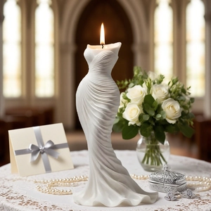 Silikon Kerzenform DIY Hochzeitskleid Form Faltenrock Göttin Körper Für Handgefertigte Duftwachs Harz Seifenherstellung