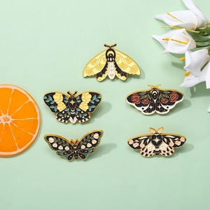 Vintage Alloy Butterfly Moth Enamel Brooch Pin Set Celestial Animal Insect Badge For Women Men Fashion Decorative Jewelry