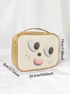 Detailed size dimensions of the cute cartoon PU leather waterproof cosmetic storage bag