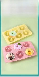 Detail of 6-cavity silicone donut mold showing soft texture and easy release property