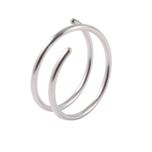 Polished silver stainless steel spiral double nose ring for pierced ears and nose jewelry