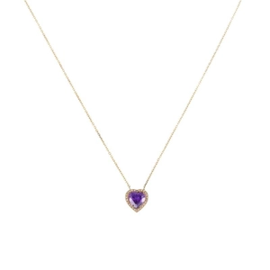 Elegant 18k gold plated necklace featuring a purple heart zircon gemstone pendant