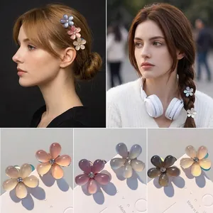 Cute resin flower hair claws with rhinestones in various colors for women