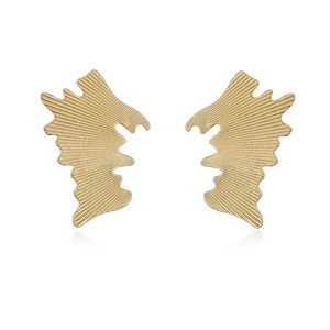 French vintage 18K gold-plated irregular jasmine earrings with pearl and striped texture