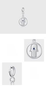 Détails du pendentif Main de Fatima en argent S925 avec pavage de zircons AAA