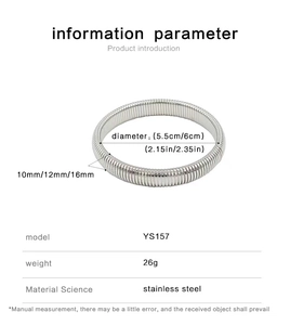 Detailed parameter chart for snake-shaped flexible stainless steel bracelet in silver