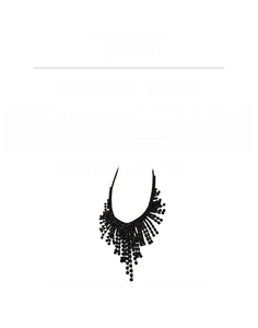 Detail view of a black tassel rhinestone necklace with weight and length measurements