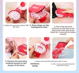 Step-by-step instructions for using the pink manual hair gem machine toy for kids