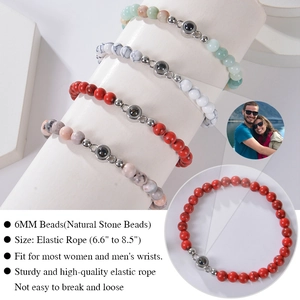 Bracelets de projection en pierre naturelle 6mm personnalisés avec bande élastique