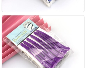 Set of six professional purple hair clips in exquisite Japanese style retail packaging