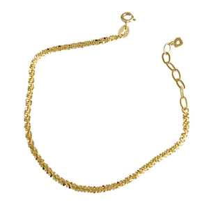 Elegant gold plated S925 sterling silver chain bracelet with lobster clasp on white background
