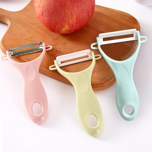Multifunctional Y Shaped Fruit Vegetable Peeler With Plastic Handle Ceramic Stainless Steel Blade Hanging Hole Bud Eye Remover