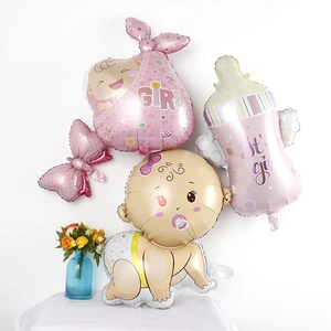 Pink Baby Girl and milk bottle foil balloons for baby shower party decoration