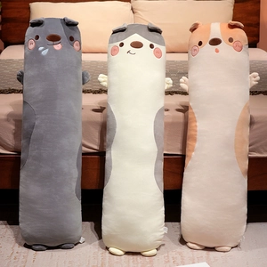 Langer Tier Plüsch Kissen Weich Cartoon Hund Katze Zylindrisch Körperkissen Schlafunterstützung Abnehmbarer Waschbarer Bezug