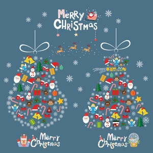 Stickers de Noël pour fenêtres avec texte Merry Christmas, chaussettes et sapins festifs