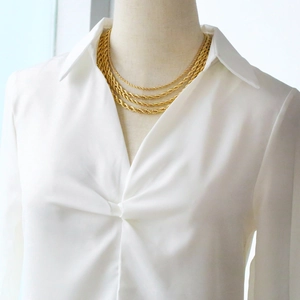 Layered 18k gold plated 6mm rope chain necklaces shown on a white shirt mannequin