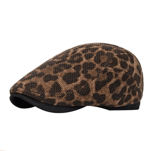 Classic leopard print beret hat for women and men, stylish vintage winter fashion accessory
