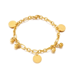 Bracciale In Acciaio Inossidabile Vintage Con Ciondoli Moneta Ritratto E Perline Gioielli Di Moda Etnica Per Donna