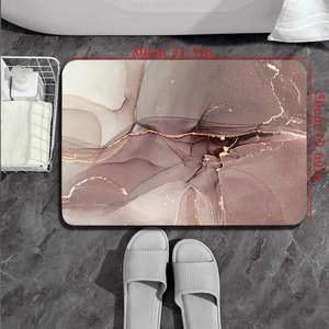 Absorbent diatom mud bath mat with marble pattern and gold texture, size 80x50cm